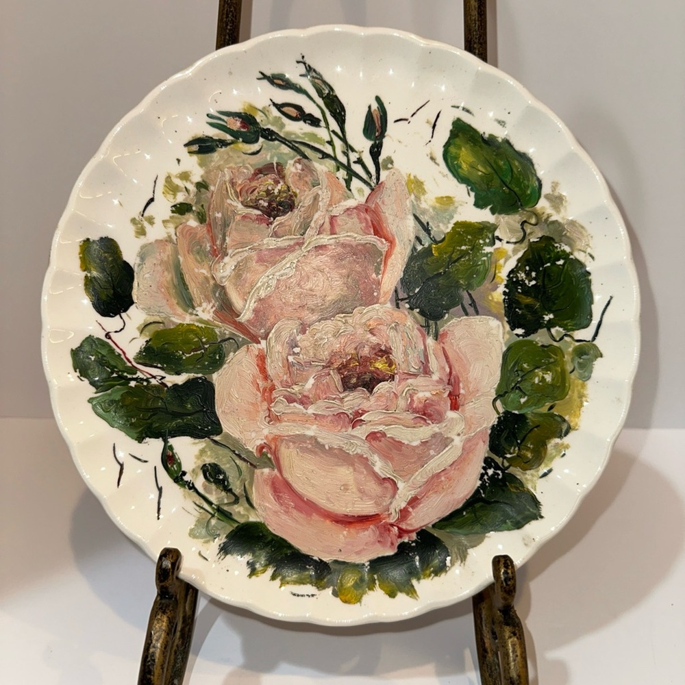Vintage Pink Rose W. S. George Bolero Plate. W. S. George Pottery Company Plate